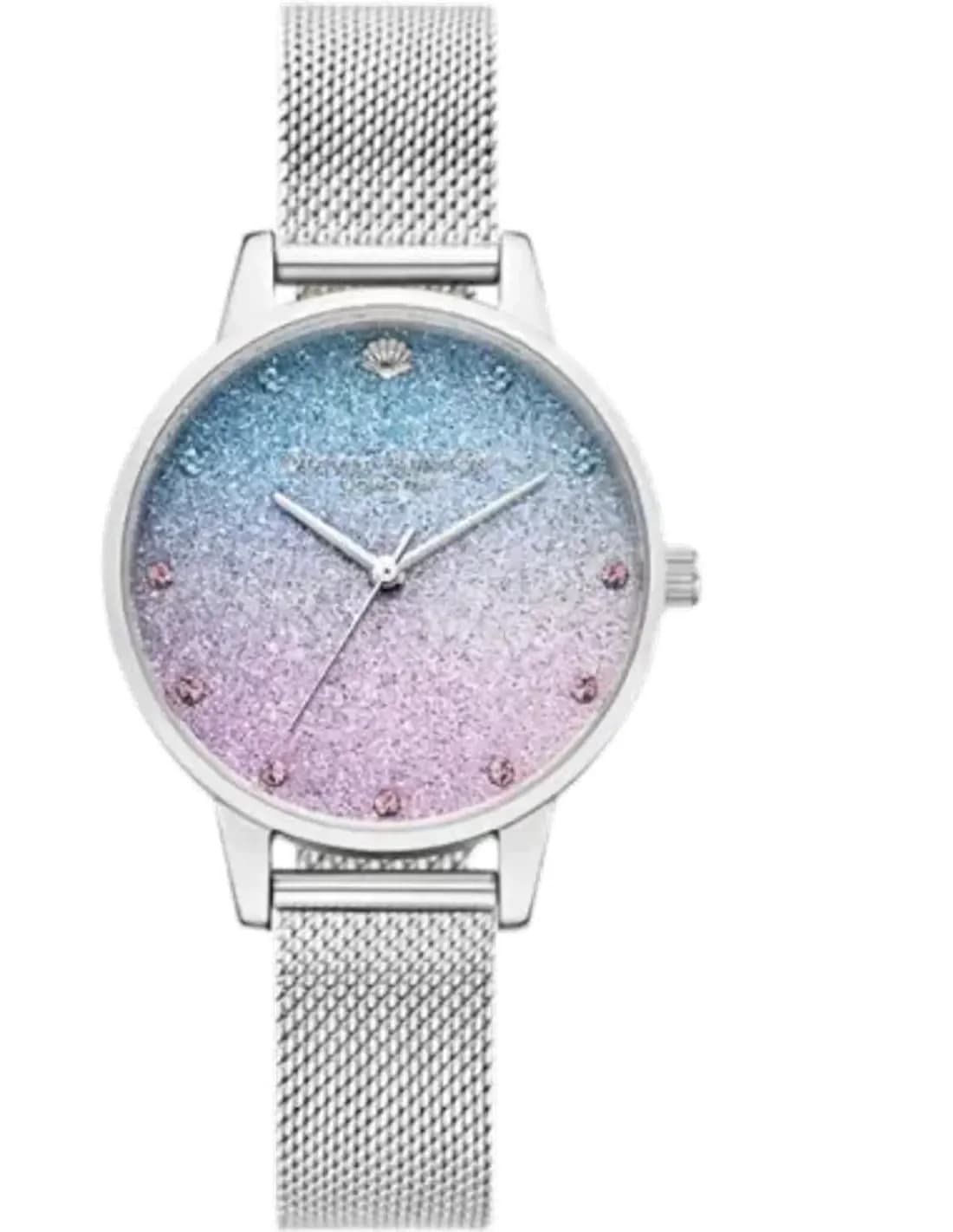 Montre Femme Olivia Burton OB16US01 Cadran Pailleté Gris maille milanaise