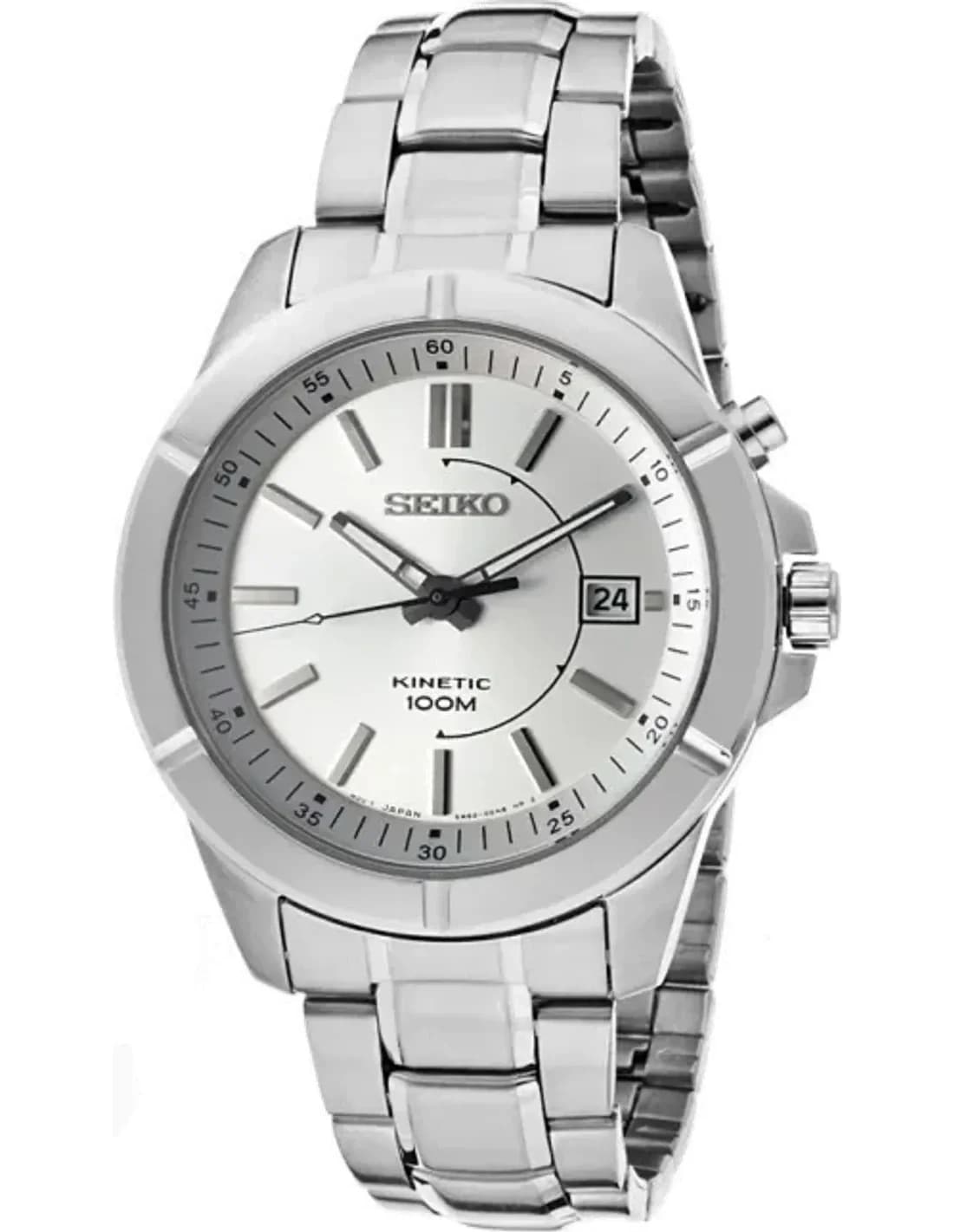 Montre Homme Seiko SKA535 en Acier Inoxydable Argent, Mouvement Kinetic