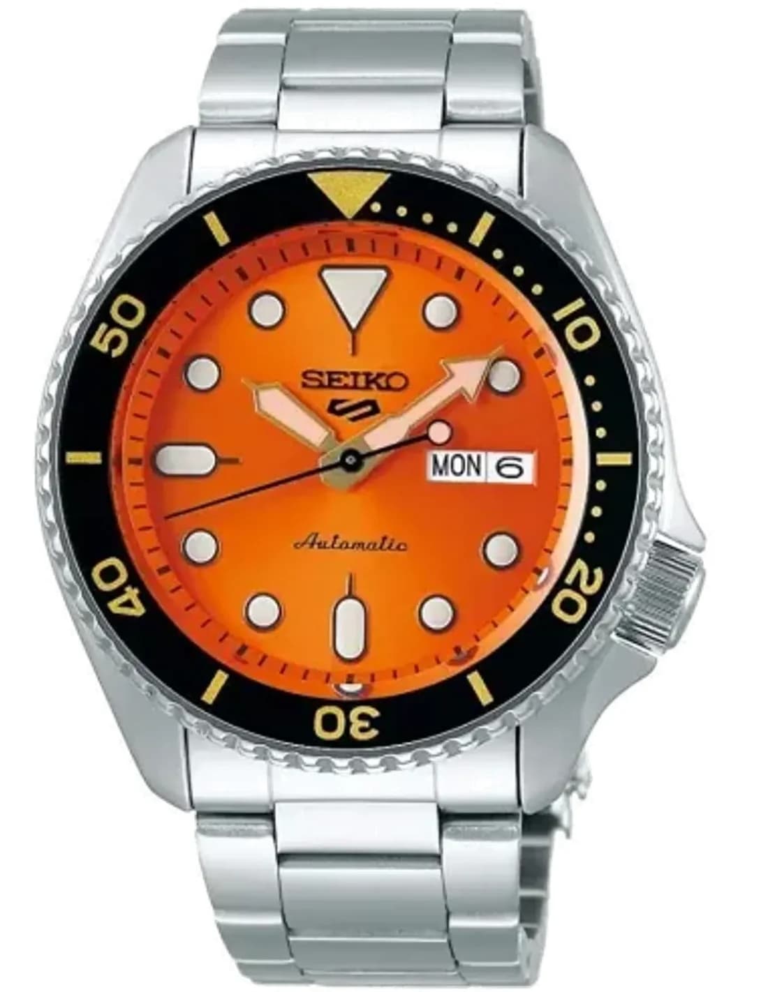 Montre Seiko 5 SRPD59K1 Automatique Homme - Cadran Orange et Bracelet Acier