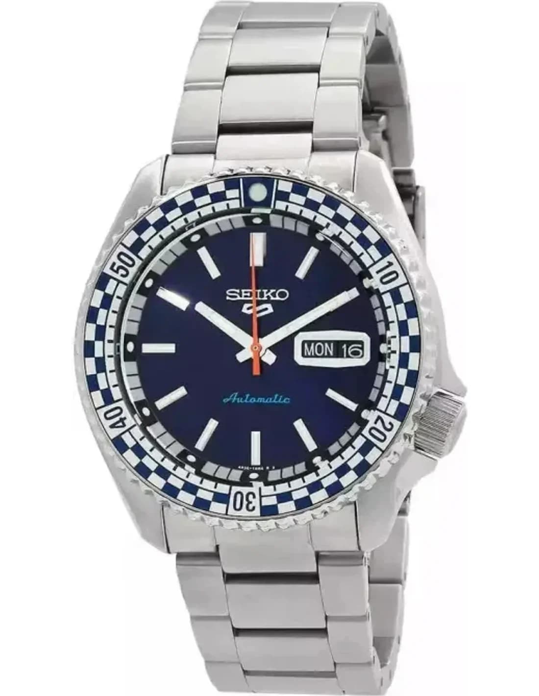 Seiko 5 Sports SRPK65K1 - Montre Homme Automatique Acier, Cadran Bleu Checker Flag