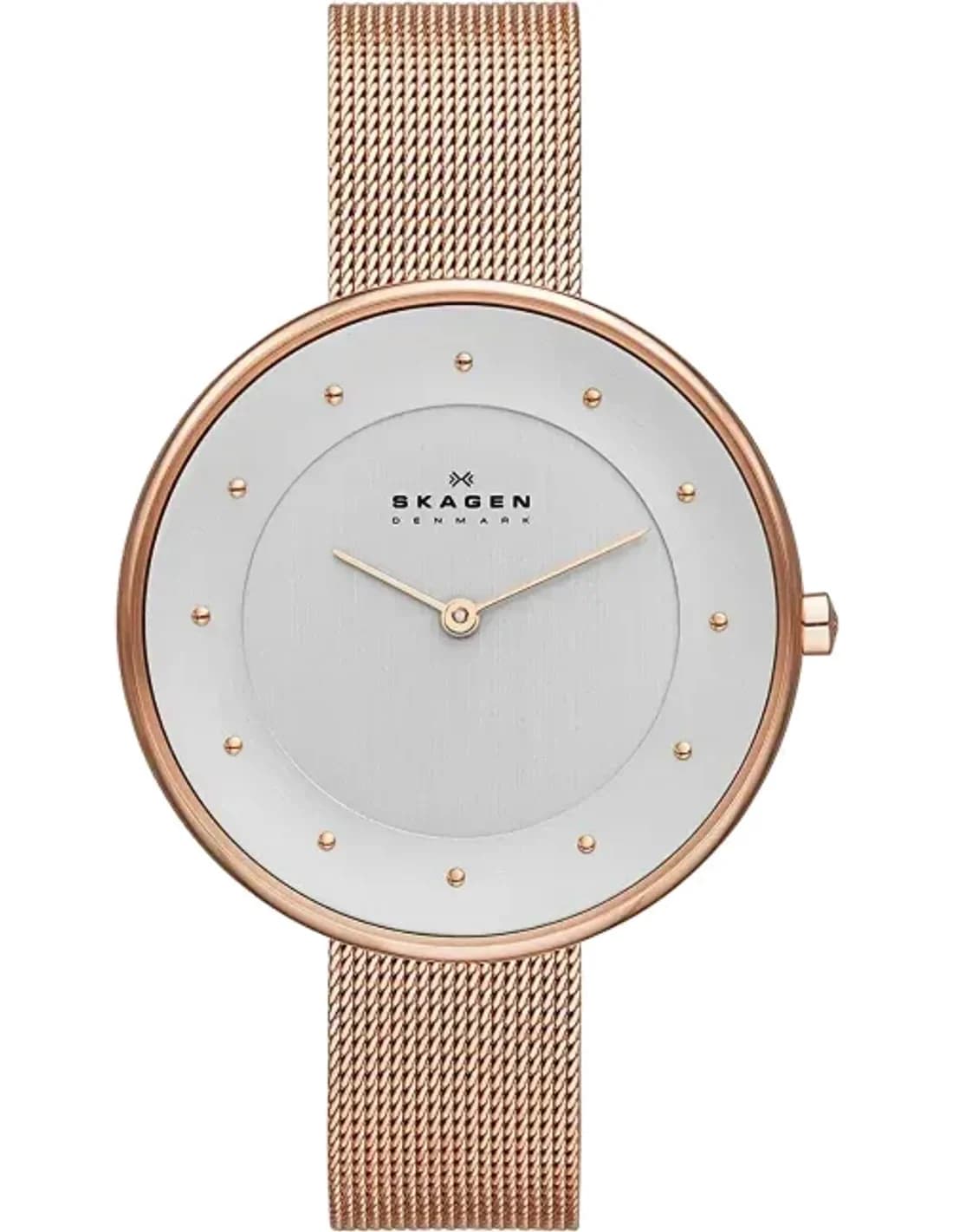 Montre Femme Skagen Gitte SKW2142 - Cadran Argent, Bracelet maille milanaise Or Rose