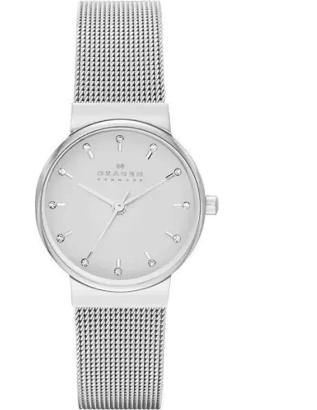 Montre Skagen Ancher SKW2195 pour Femme, Cadran Blanc et Bracelet Acier Argenté