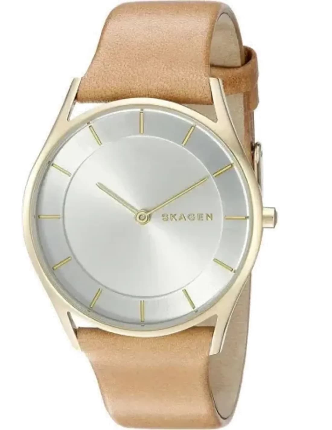 Montre Skagen Holst SKW2344 pour Femme, Cadran Argent et Bracelet Cuir Beige