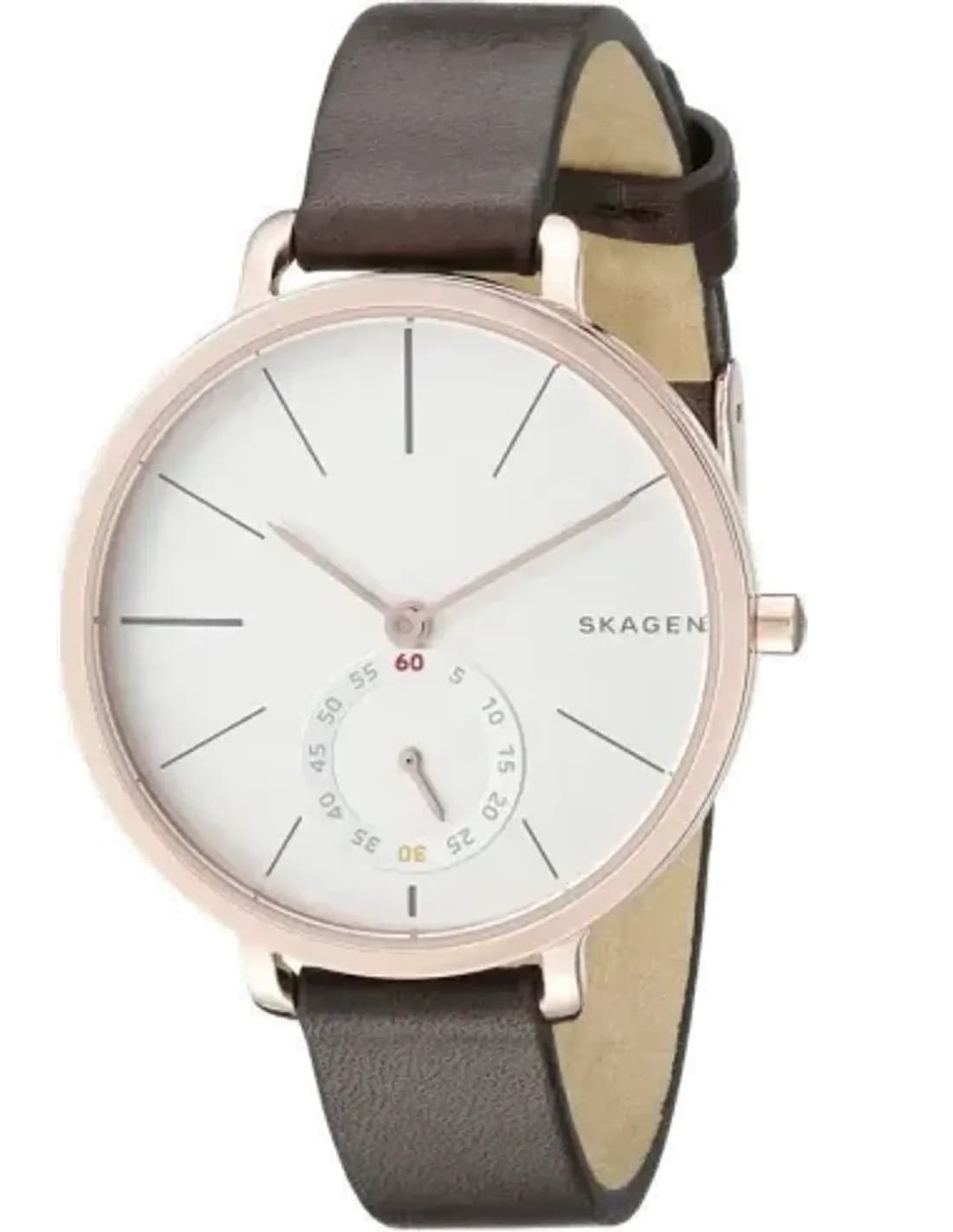 Montre Femme Skagen Hagen SKW2356 en Cuir Marron et Boîtier Or Rose