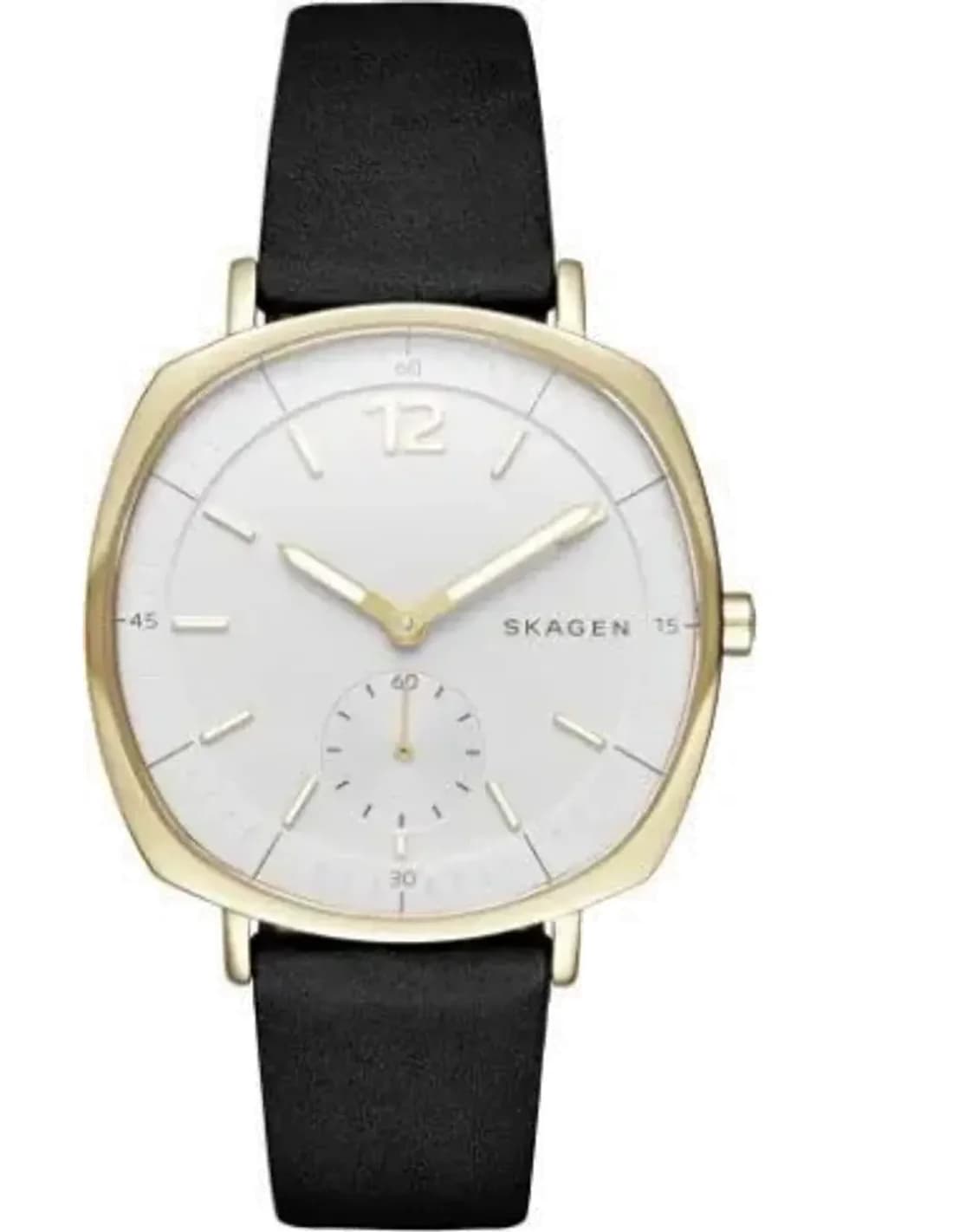 Montre Femme Skagen SKW2404 Cadran Coussin Or Bracelet Cuir Noir