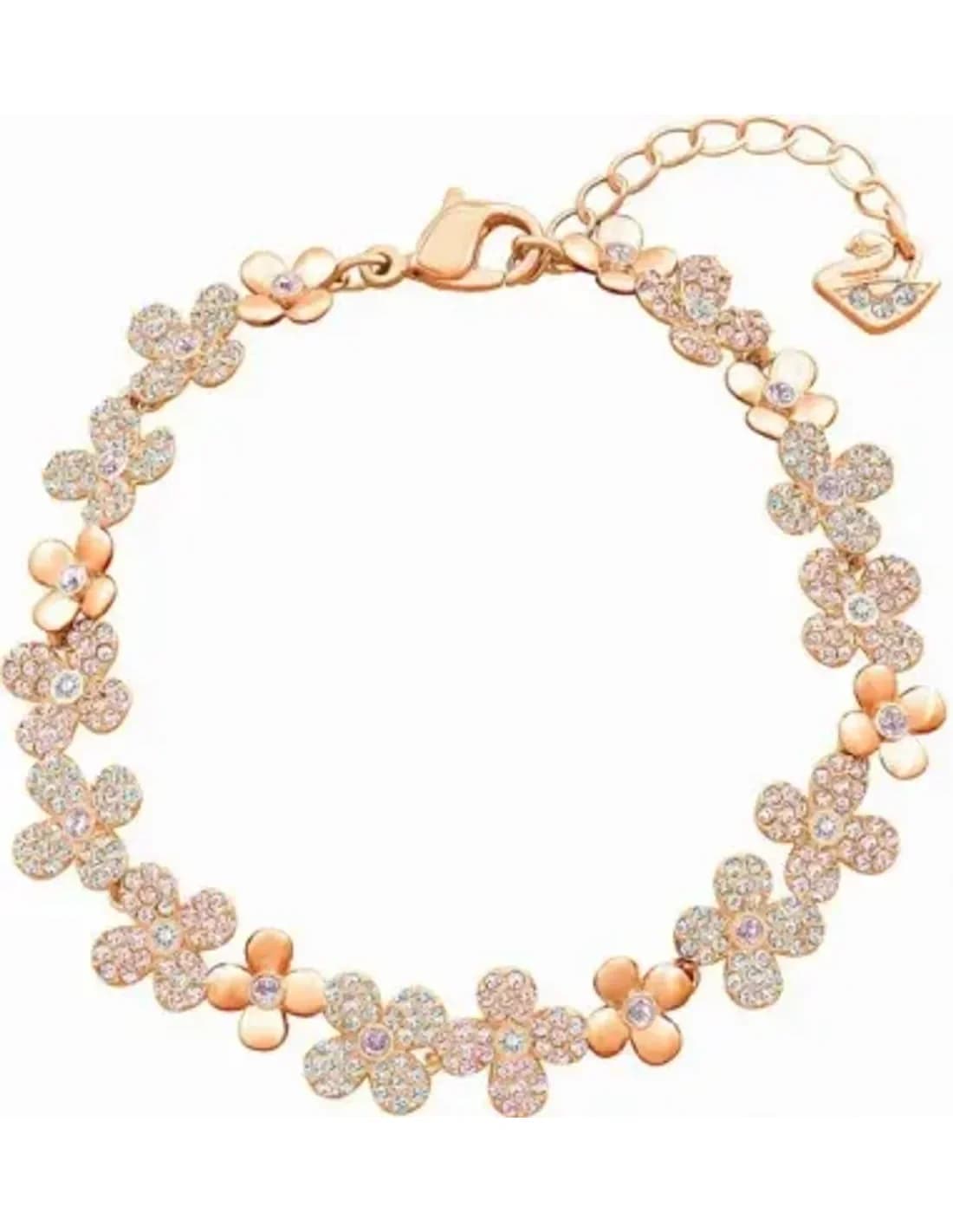 Bracelet Swarovski Elderflower 5253672 en métal plaqué or rose avec cristaux pour femme