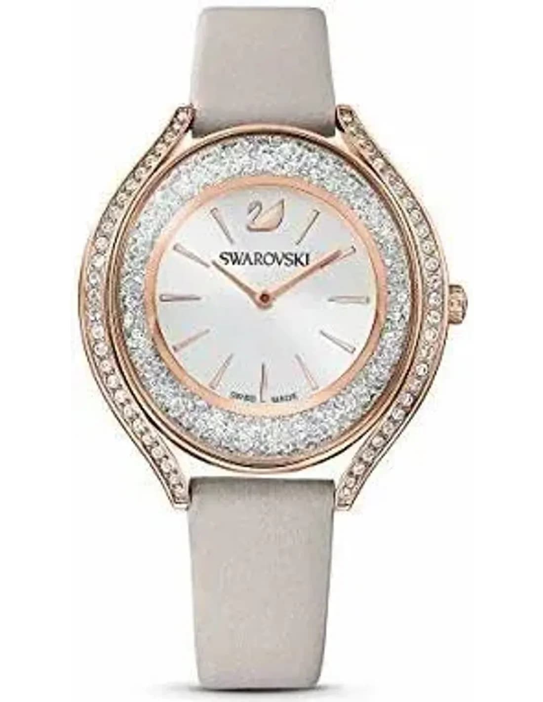 Montre-bracelet Swarovski Octea Lux 5414410 pour femme, cadran noir et bracelet cuir