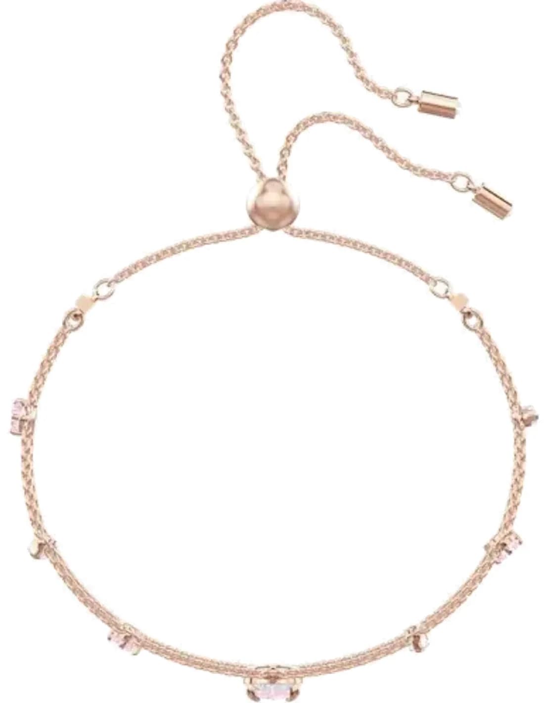 Bracelet Swarovski One 5446304, plaqué or rose avec cristaux blancs et roses, ajustable pour femme