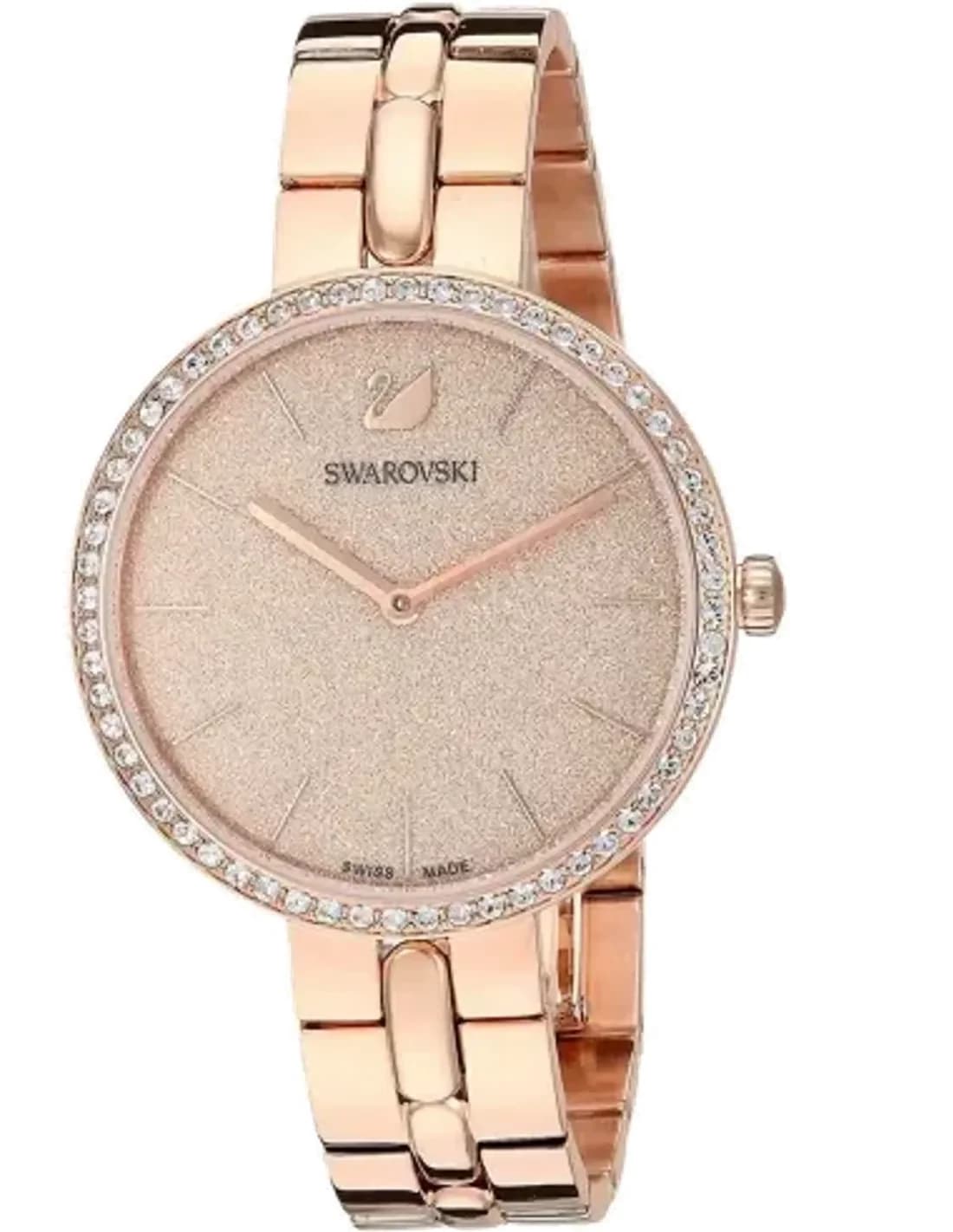 Montre Swarovski Cosmopolitan 5517800 pour Femme, Boîtier Acier Or Rose 32mm, Cadran Poudre de Diamants