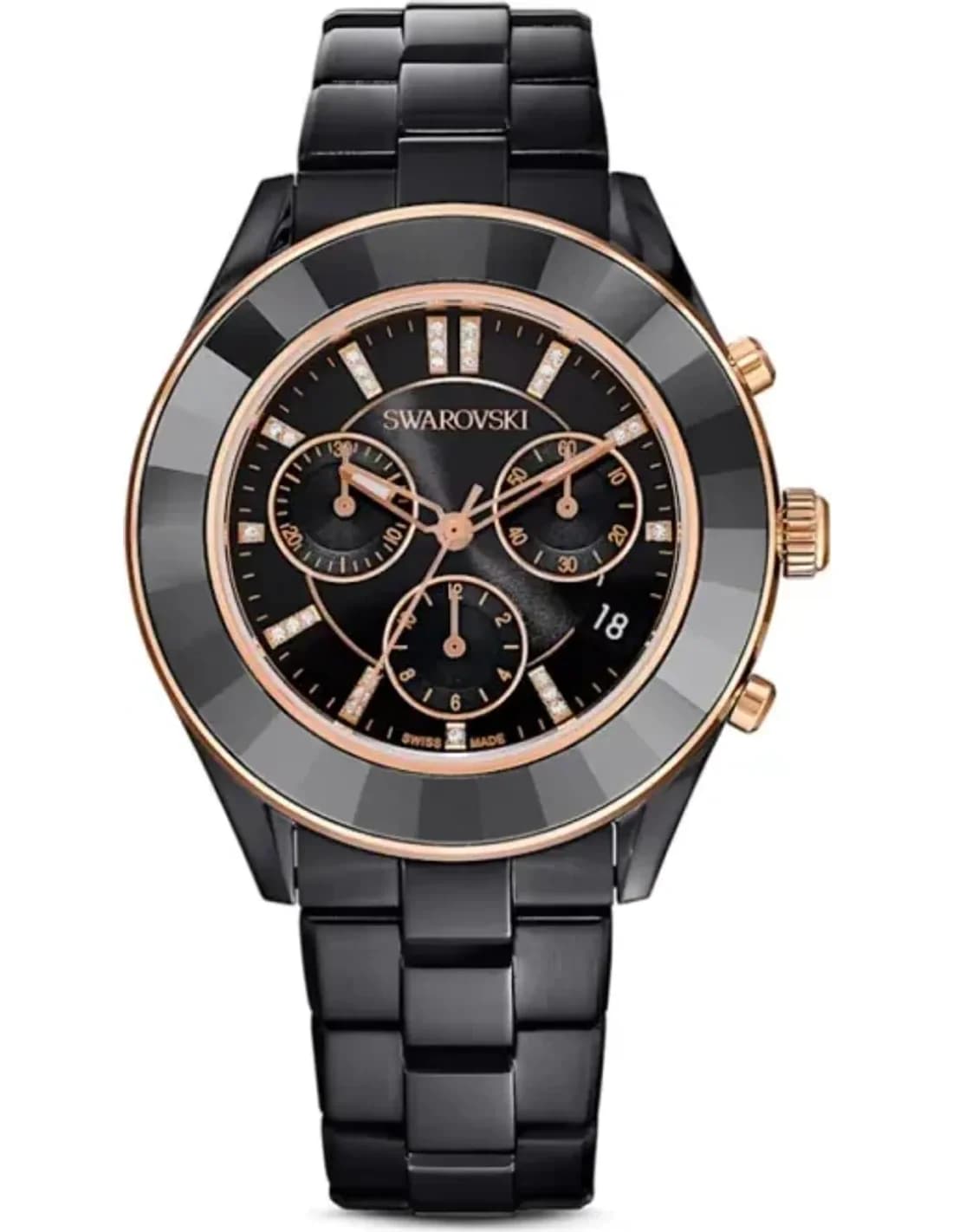 Montre Femme Swarovski Octea Lux Sport 5610472 - Chronomètre Quartz, Boîtier Acier Noir 39mm