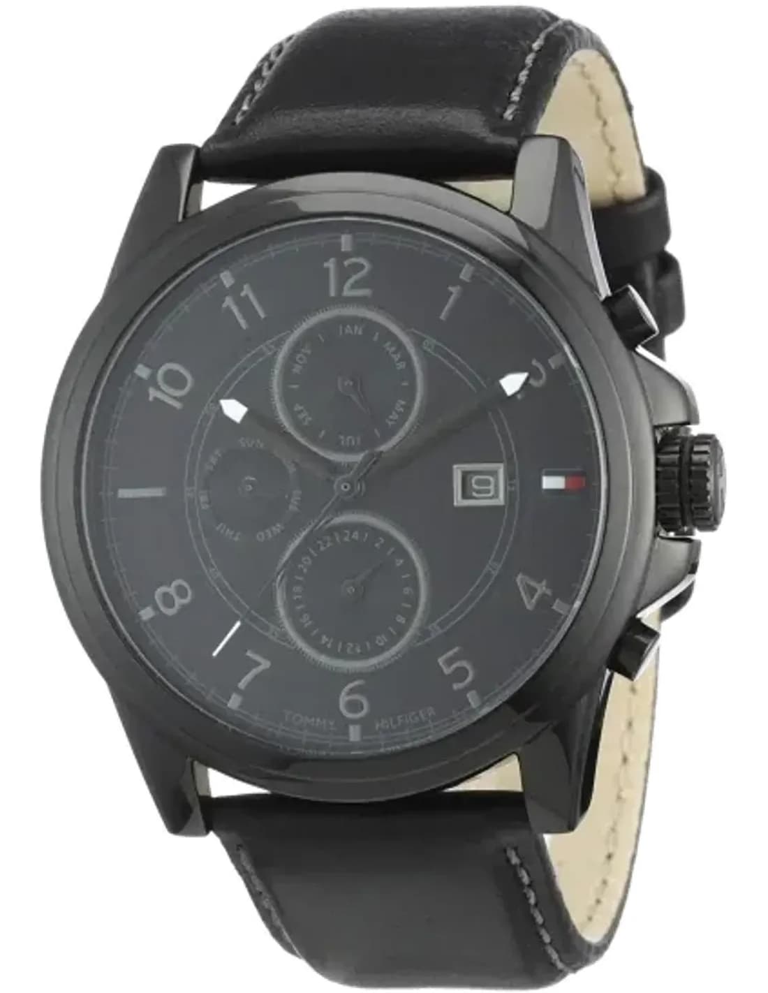 Montre Homme Tommy Hilfiger 1710295 - Cadran et Boîtier Noir, Bracelet Cuir