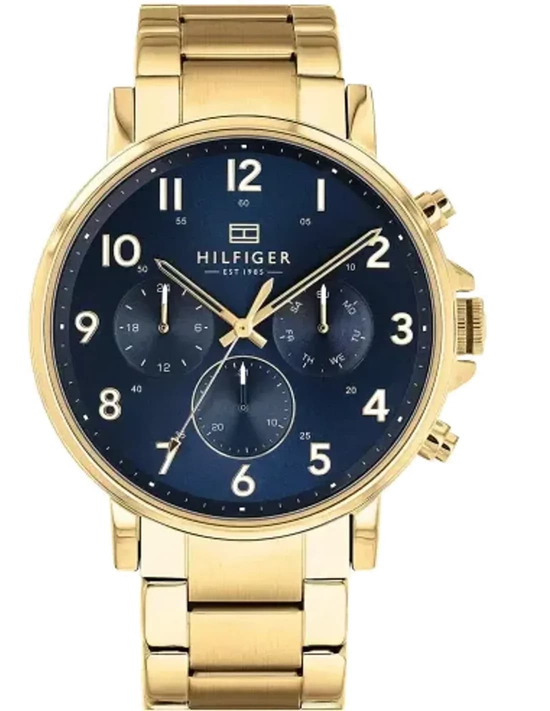 Montre Homme Tommy Hilfiger 1710384 - Cadran Bleu, Boîtier et Bracelet Acier Doré