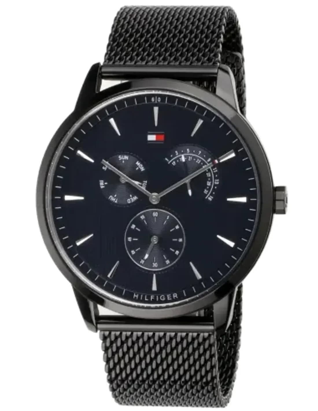 Montre Homme Tommy Hilfiger Brad 1710392 - Cadran Bleu, Boîtier Noir, Bracelet maille milanaise Acier