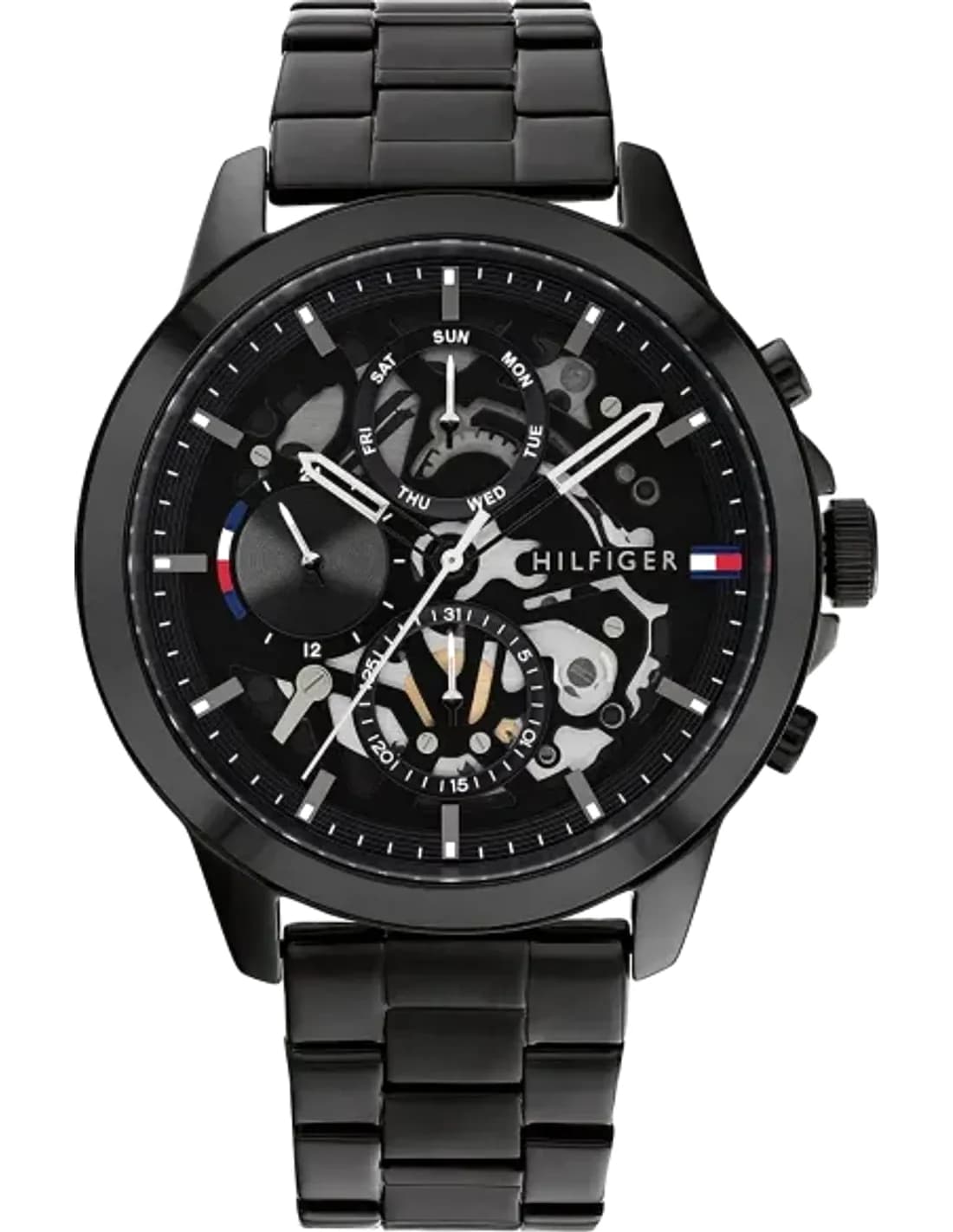 Montre Homme Tommy Hilfiger Henry 1710478 - Cadran Squelette Noir, Boîtier Acier, Bracelet Acier
