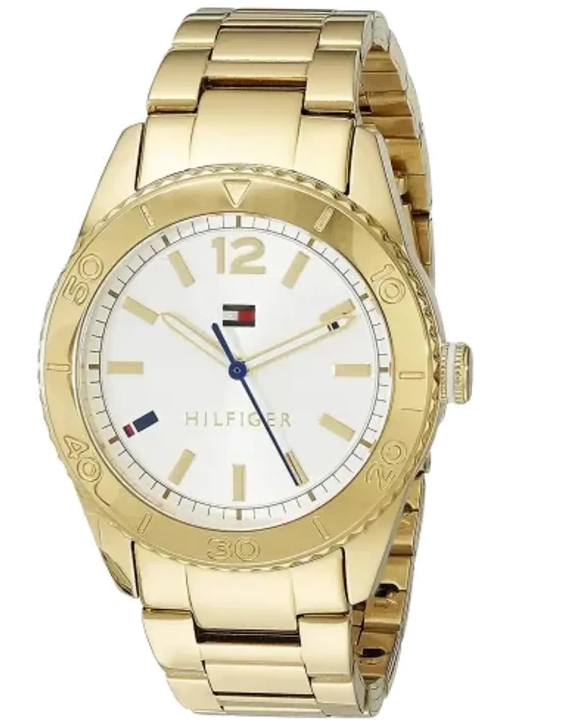 Montre Tommy Hilfiger 1781268 pour Femme, Cadran Blanc Bracelet Or