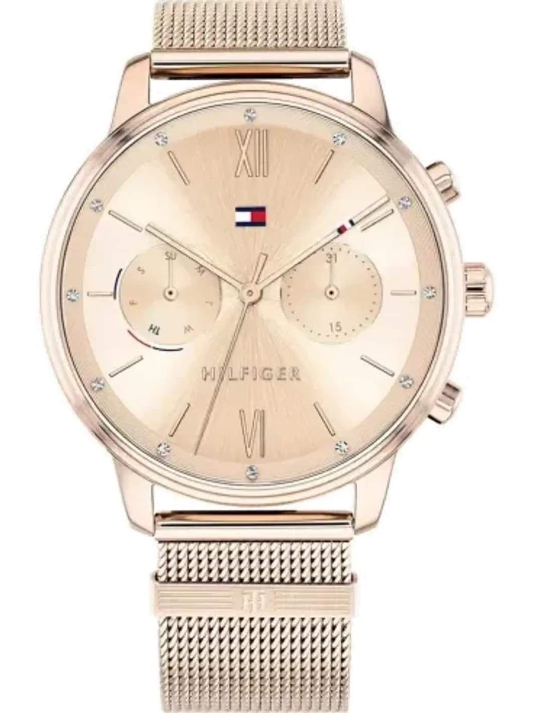 Montre Femme Tommy Hilfiger 1782303 - Boîtier Or Rose 38mm & Bracelet maille milanaise