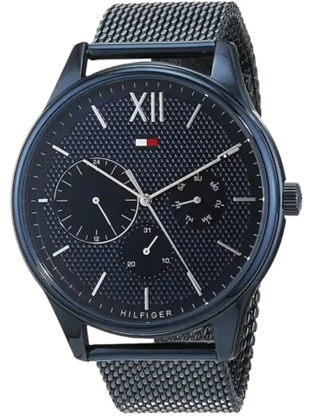 Montre Homme Tommy Hilfiger 1791421 - Cadran et Bracelet maille milanaise Bleu Acier