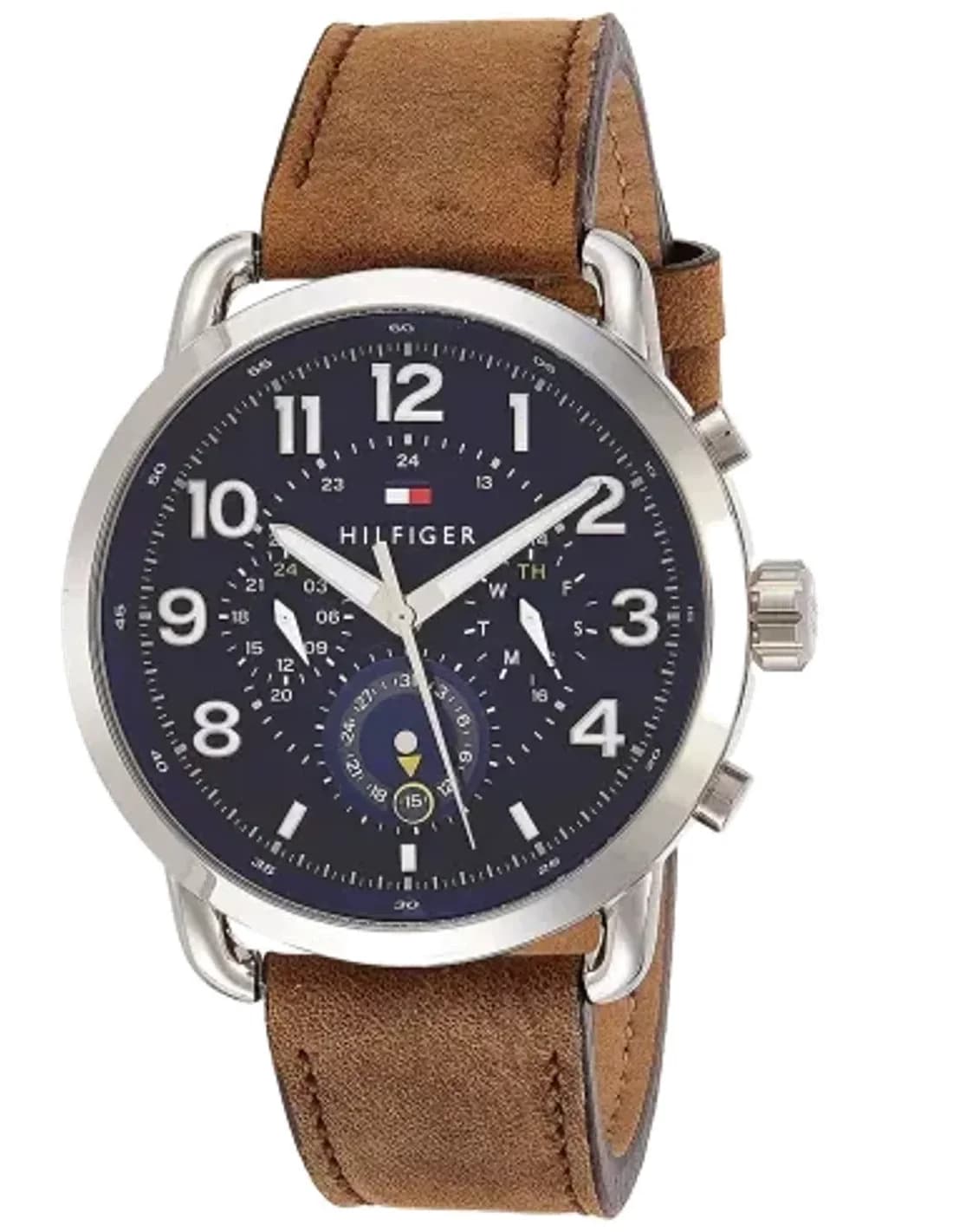 Montre Homme Tommy Hilfiger Briggs 1791424 - Cadran Bleu, Bracelet Cuir Marron