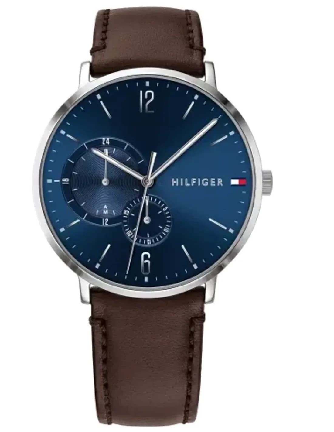 Montre Tommy Hilfiger Cooper 1791508 Homme Argenté Cuir Marron 40mm