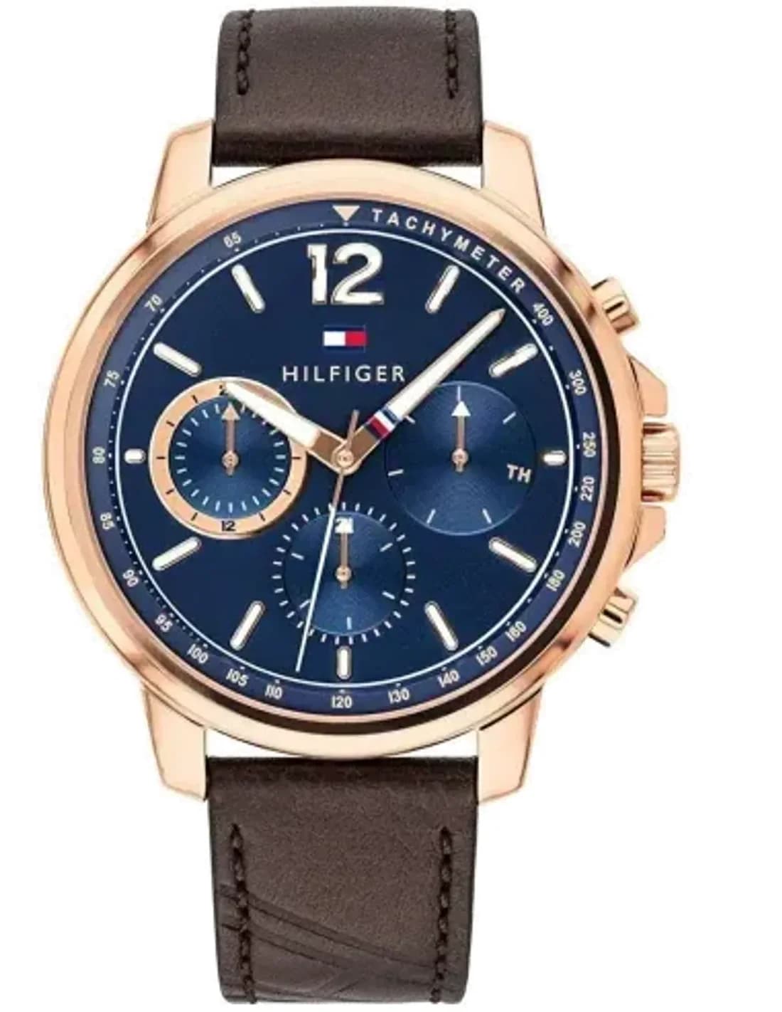 Montre Homme Tommy Hilfiger Landon 1791532 - Cadran Bleu, Bracelet Cuir Marron
