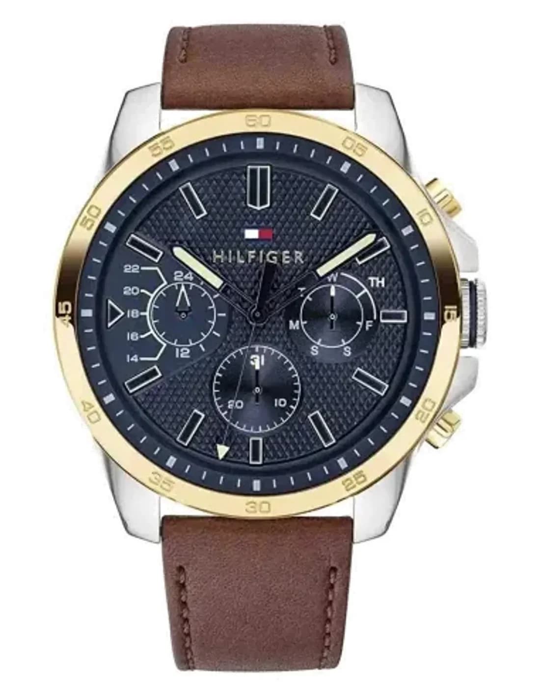 Montre Homme Tommy Hilfiger Decker 1791561 - Cadran Bleu, Bracelet Cuir Marron