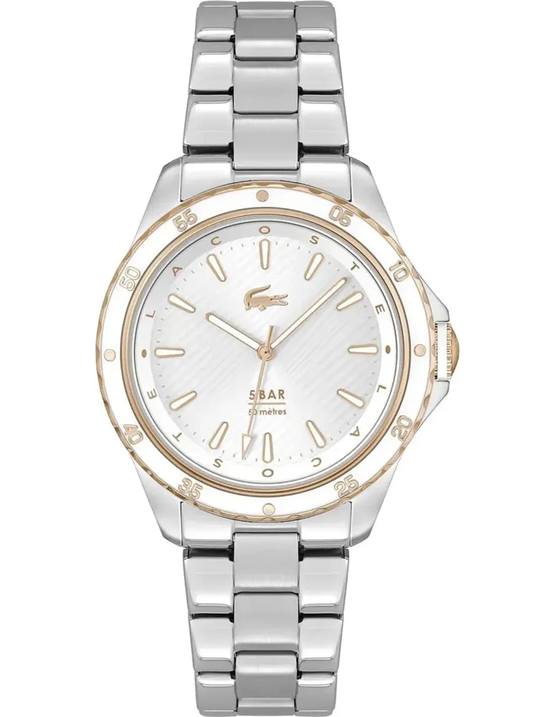 Garde-temps Lacoste 2001370 pour femme, cadran blanc, bracelet acier