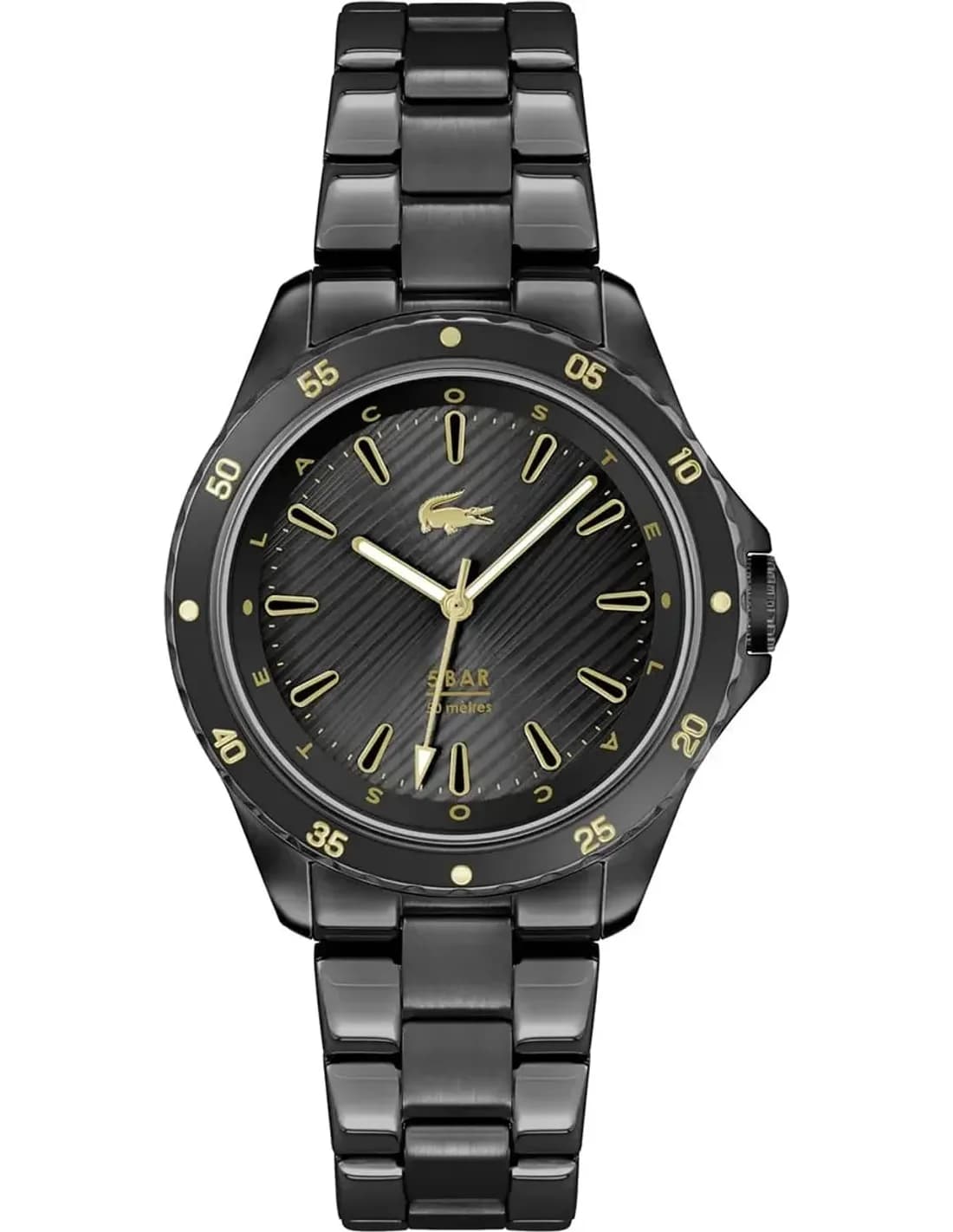 Garde-temps Lacoste 2001373 pour femme, cadran noir, bracelet acier