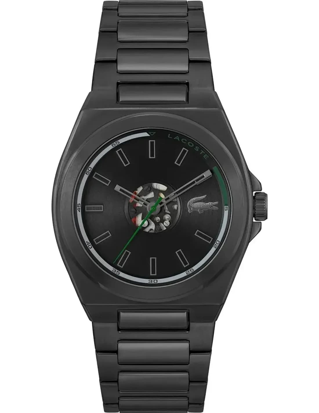 Garde-temps Lacoste 2011336 pour homme, cadran noir et bracelet acier