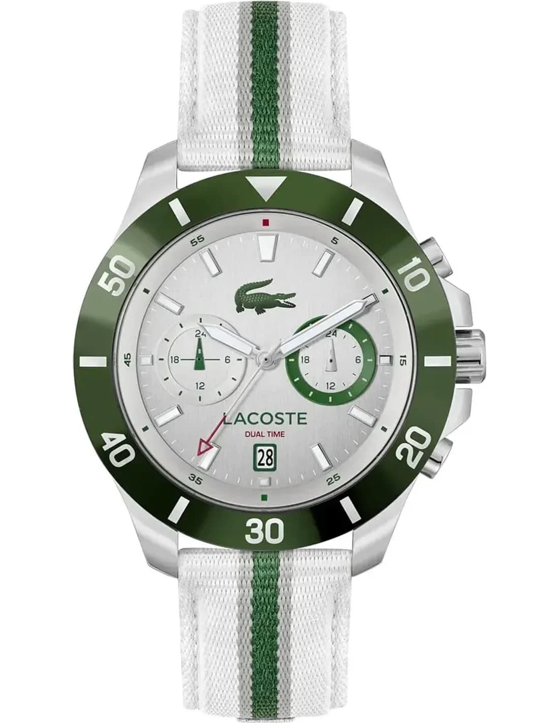 Garde-temps Lacoste 2011340 pour homme, cadran argenté et bracelet tissu