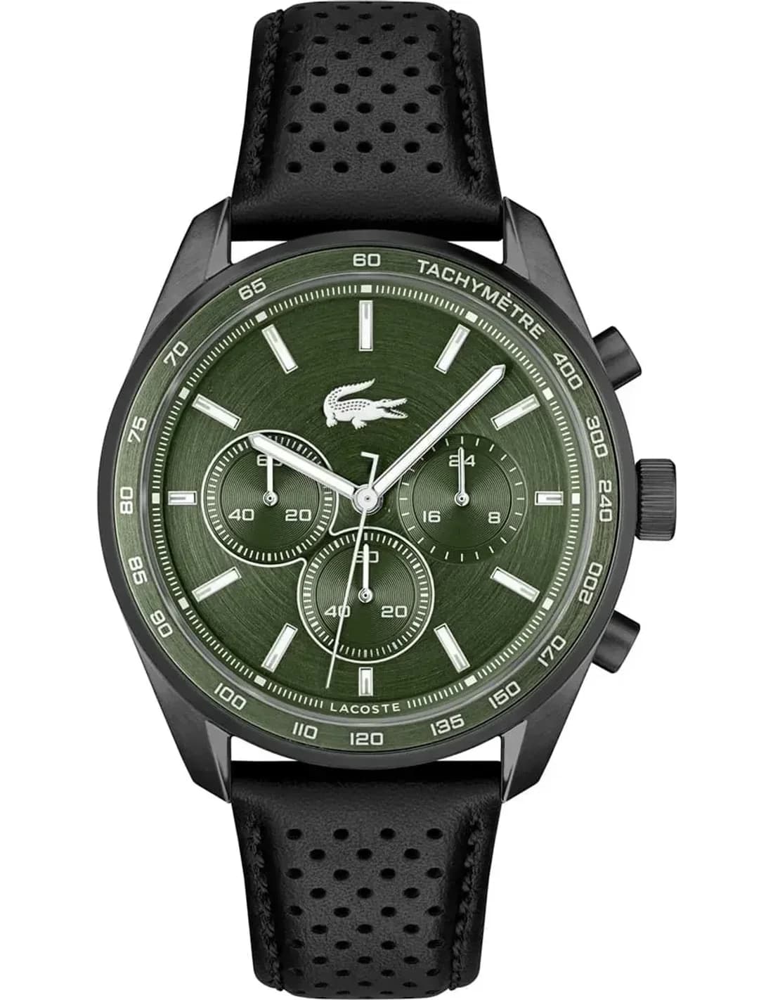 Garde-temps Lacoste 2011345 pour homme, cadran vert et bracelet cuir