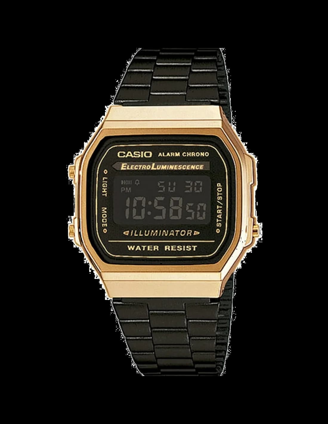 Montre Casio A168WEGB-1BEF Noire avec Bracelet en Acier Ionisé
