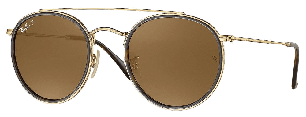 Lunettes de soleil Ray-Ban Round Double Bridge RB3647N 001/57 Or polarisés