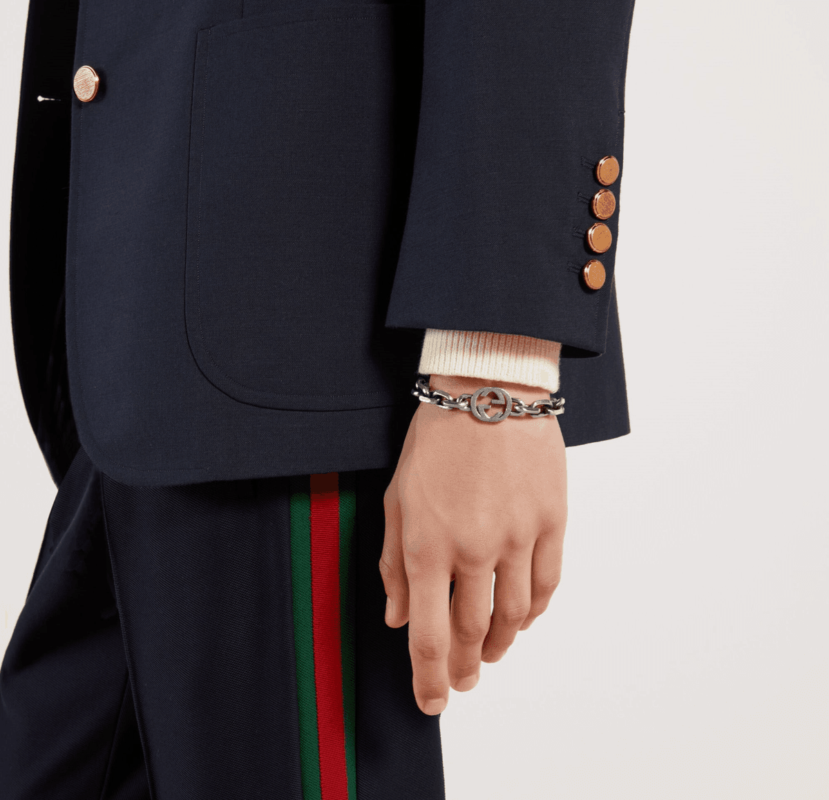 Bracelet Gucci en argent à logo GG entrelacé vue 2