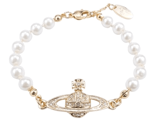 Bracelet Vivienne Westwood bas relief en perles blanches