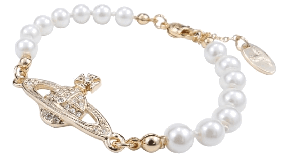 Bracelet Vivienne Westwood bas relief en perles blanches vue 2
