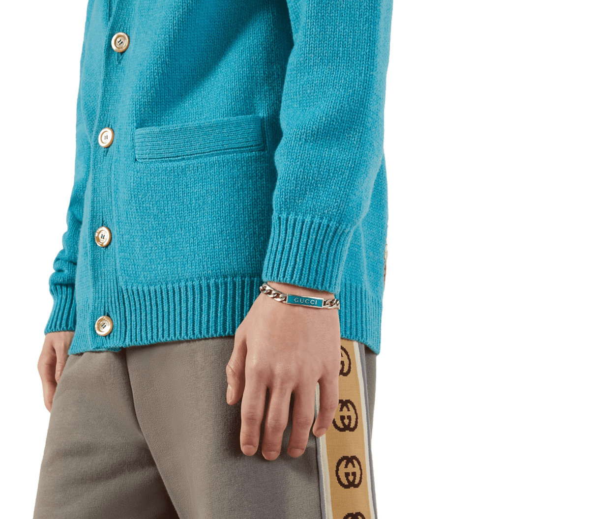 Bracelet Gucci en argent 925 avec plaque finition émail turquoise vue 4