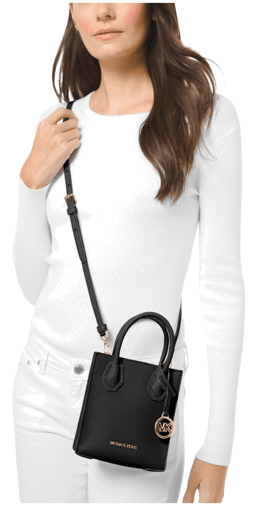 Très petit sac à main Michael Kors Mercer à bandoulière en cuir grainé Safiano vue 3