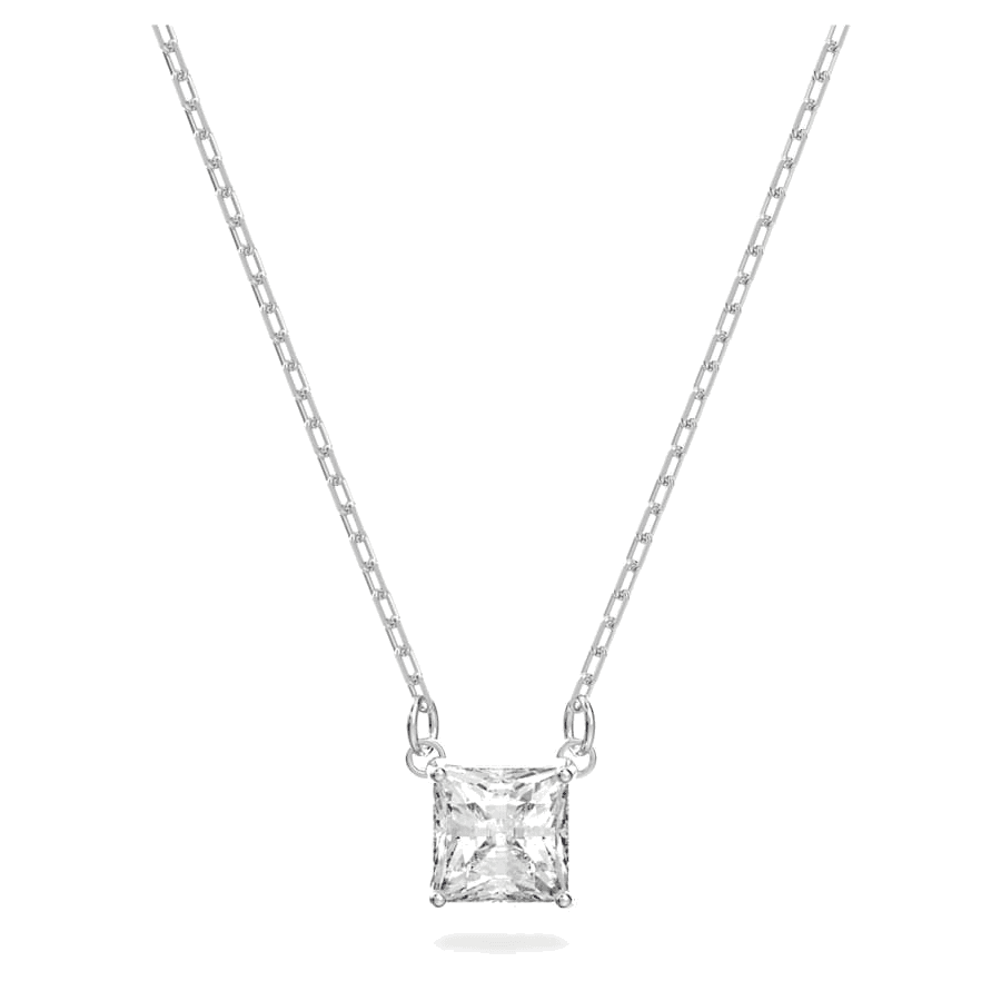 Collier Swarovski Attract solitaire carré en métal rhodié