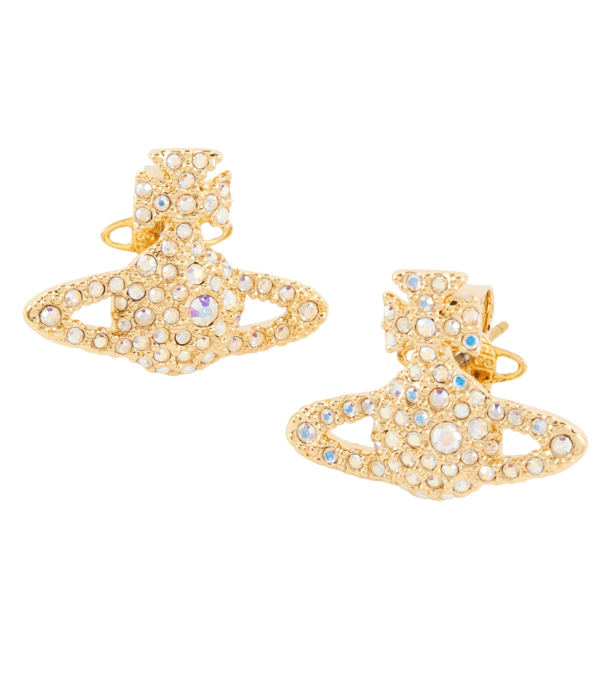 Boucles d'oreilles Vivienne Westwood bas relief pavés de cristaux