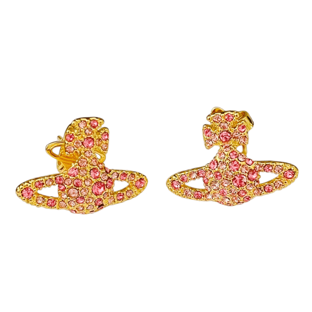 Boucles d'oreilles Vivienne Westwood bas relief pavés de cristaux