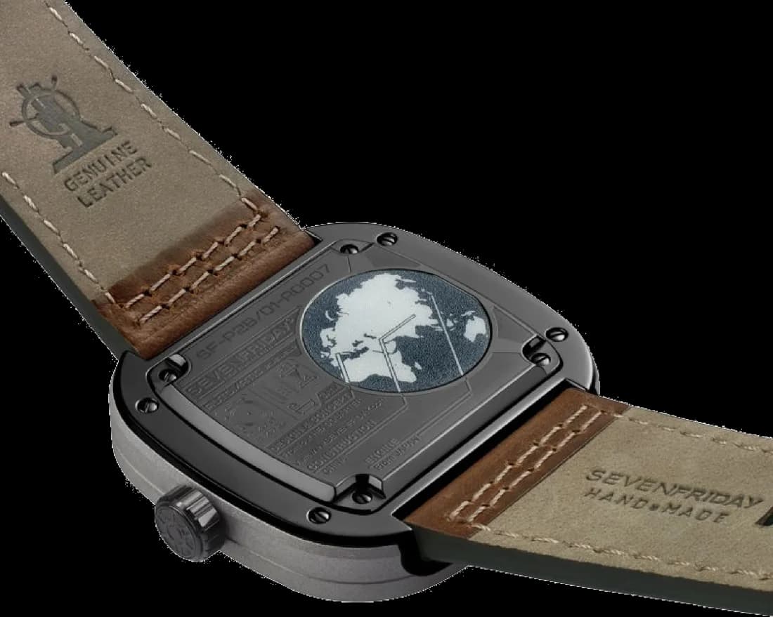 Montre Homme SEVENFRIDAY P-Series P2B/01 Automatique, Cadran Multicolore, Boîtier Argent 47mm, Bracelet Cuir Marron vue 5