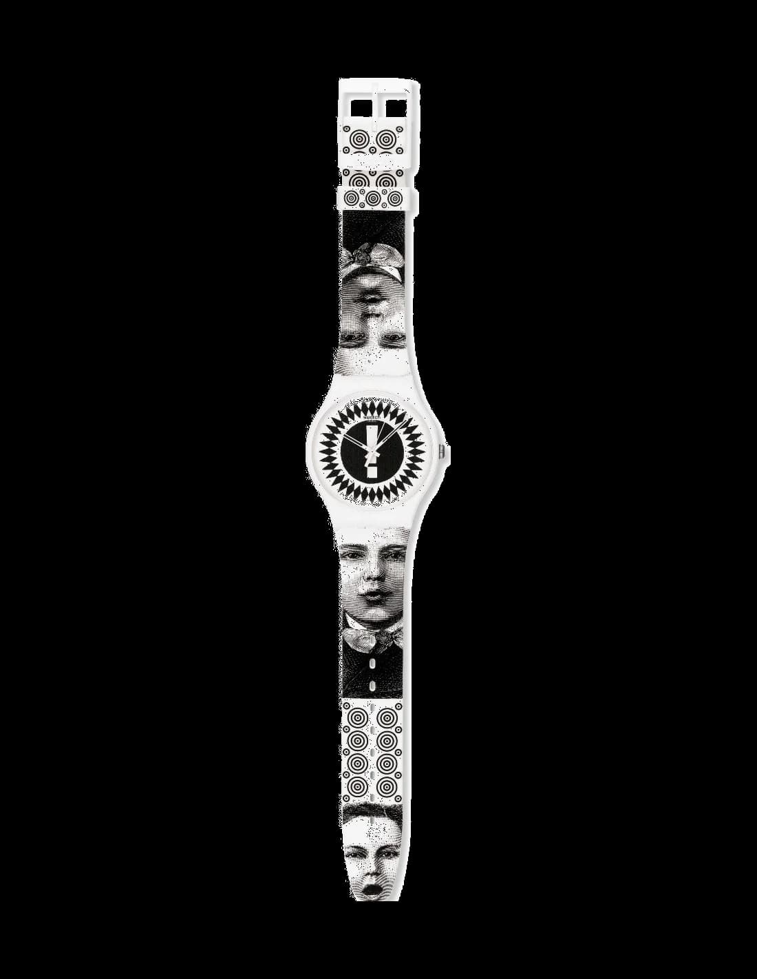 Montre Swatch & Art SUOZ125 Unisexe, Cadran Bicolore, Bracelet Blanc