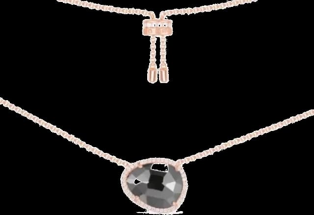 Collier APM Monaco AX027 pour Femme, Pendentif Anneau Noir et Or Rose en Argent 925