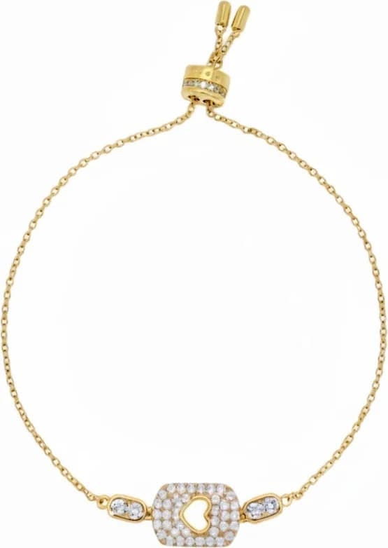 Bracelet ajustable APM Monaco Ref. 112412 en plaqué or avec cœur ajouré et zirconiums blancs pour femme