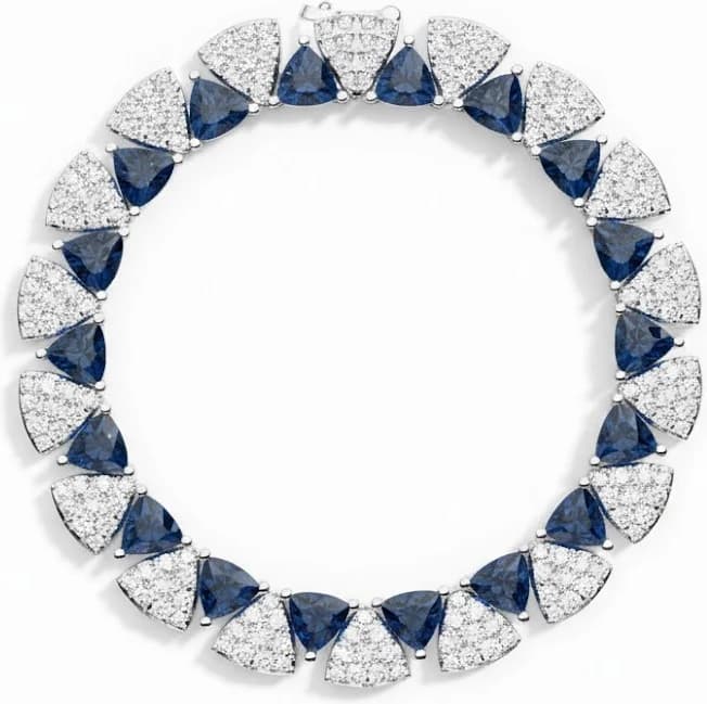 Bracelet APM Monaco Festival AB5107XDKB en argent 925, triangles articulés avec zirconiums blancs et pierres bleues - Unisexe