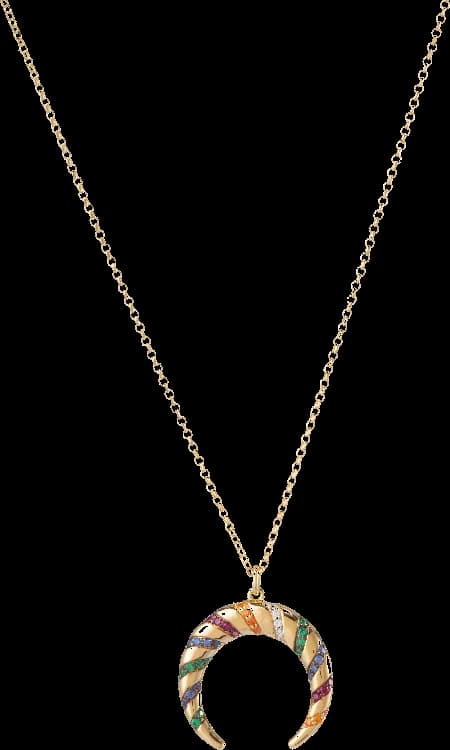 Collier ajustable femme APM Monaco Lune Multicolore plaqué or jaune - Réf. AC4943MY