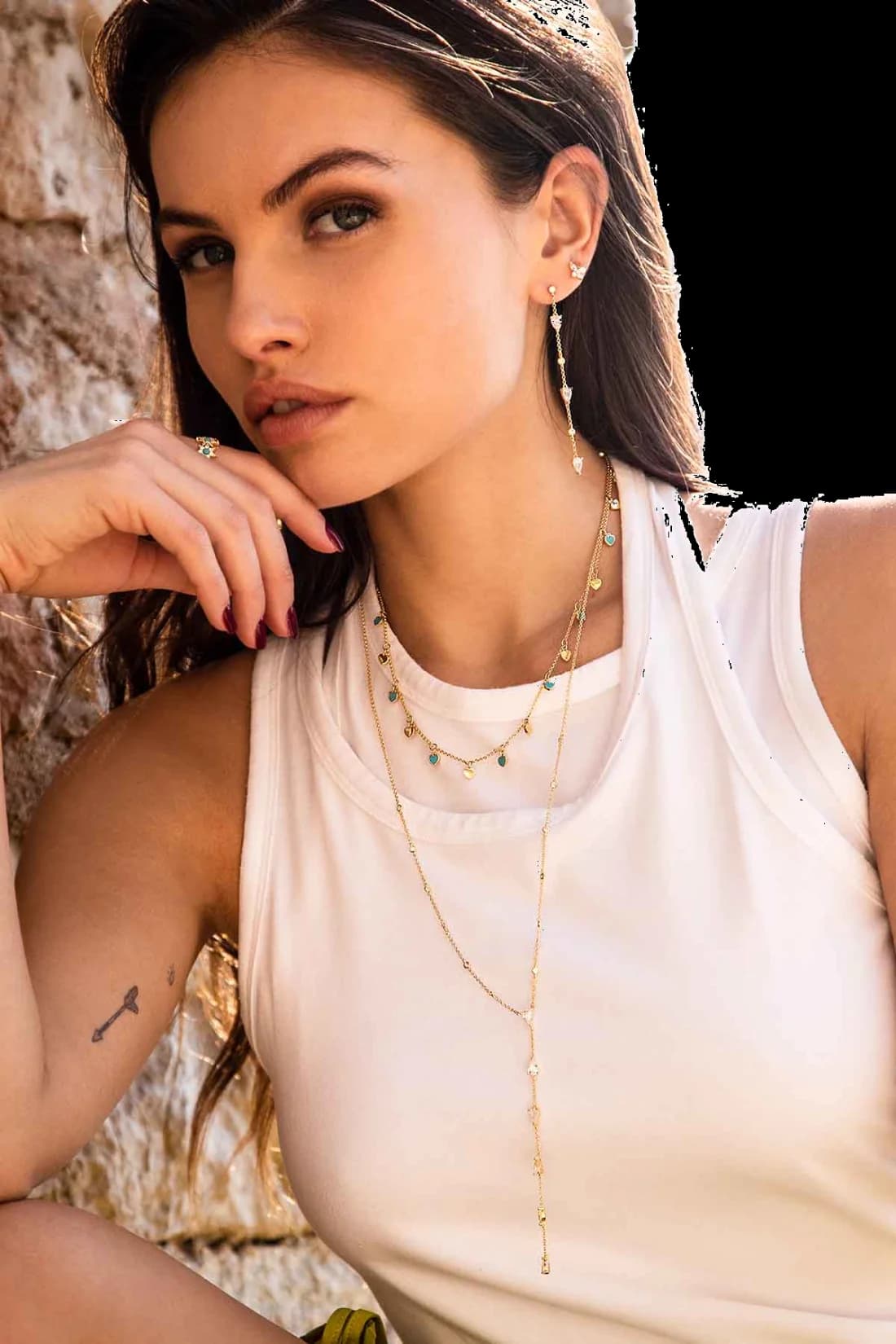 Collier APM Monaco YC6976ETU en plaqué or jaune et turquoise pour femme vue 3