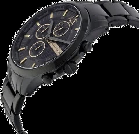 Attache bracelet Armani Exchange AX2164 en acier inoxydable noir brossé avec fermoir déployant double sécurité, maillons ajustables