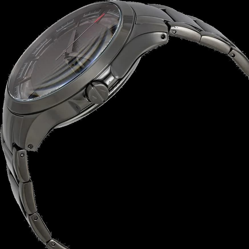 Attache bracelet Armani Exchange AX2188 en acier inoxydable brossé avec fermoir déployant triple boutons-poussoirs et maillons ajustables