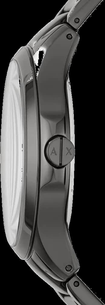 Visage cadran Armani Exchange AX2194 avec index bâton polis, aiguilles luminescentes et guichet date à 3h
